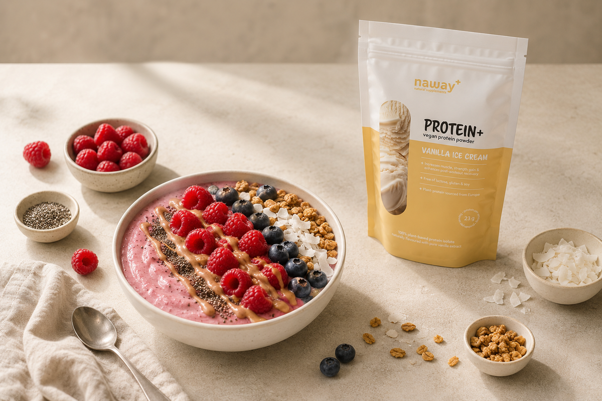 High Protein Raspberry & Vanilla Smoothie Bowl